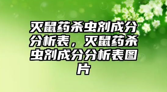 滅鼠藥殺蟲劑成分分析表，滅鼠藥殺蟲劑成分分析表圖片