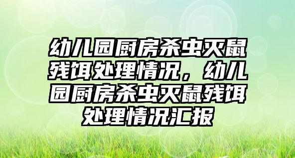 幼兒園廚房殺蟲滅鼠殘餌處理情況，幼兒園廚房殺蟲滅鼠殘餌處理情況匯報(bào)